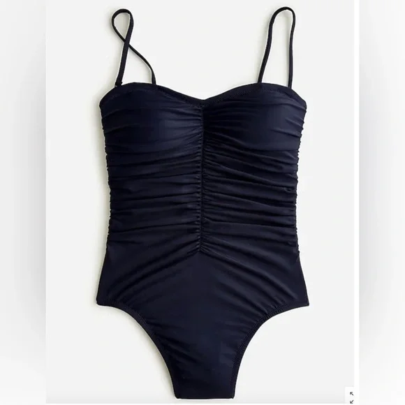 J. Crew Ruched One Piece Swimsuit Women's 24 Plus 3X Navy NWT BF176 Sweetheart - Picture 1 of 11